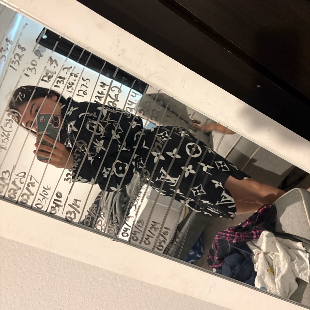 Black Logo-Print Midi Dress - Black & White